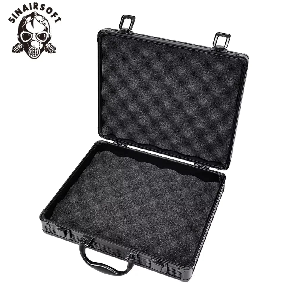 SINAIRSOFT Tactical Aluminum Hardcase Pistol Box Gun Bag Case Padded Foam Toolbox Weapons Suitcase Hunting Airsoft Glock Ipsc