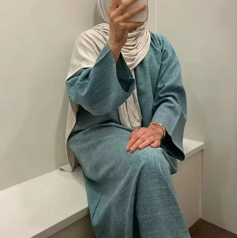 2025 Ramadan Eid Djellaba Plain Modest Muslim Dress Dubai Abaya Turkey Kaftan Kebaya Arabic Robe Women Islam Jalabiya Vestidos