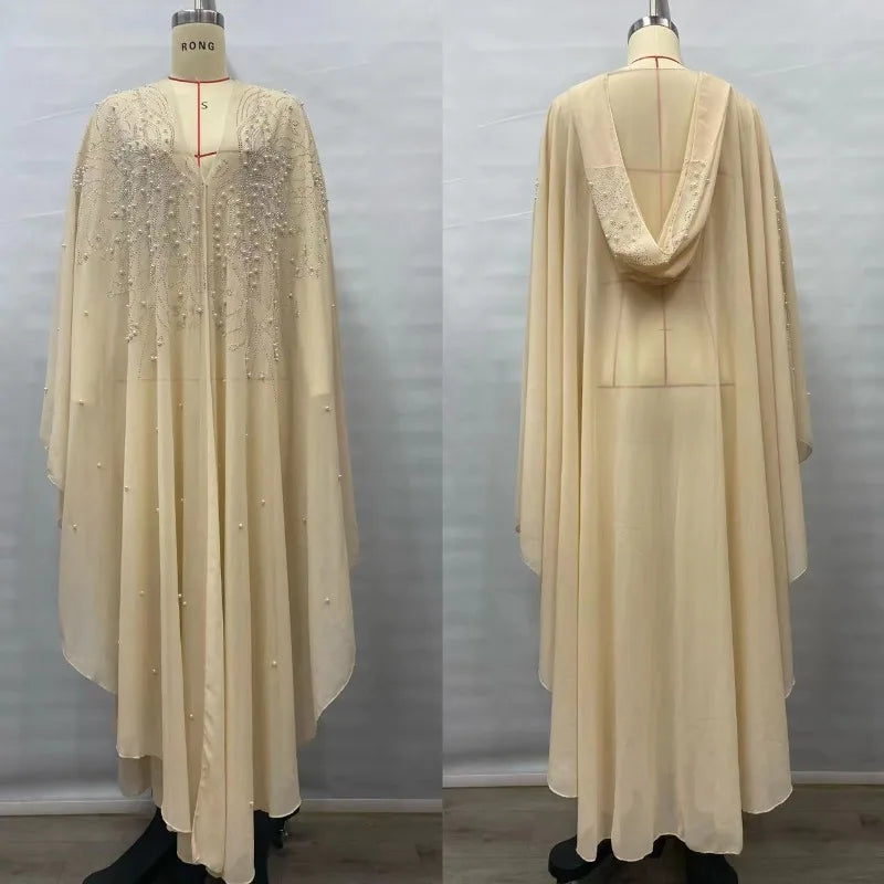 Thin Hooded Cloak Women Clothing Cape Dress Fashion Clothes Vintage Streetwear Ponchos Coats Jackets Bling Diamond Party