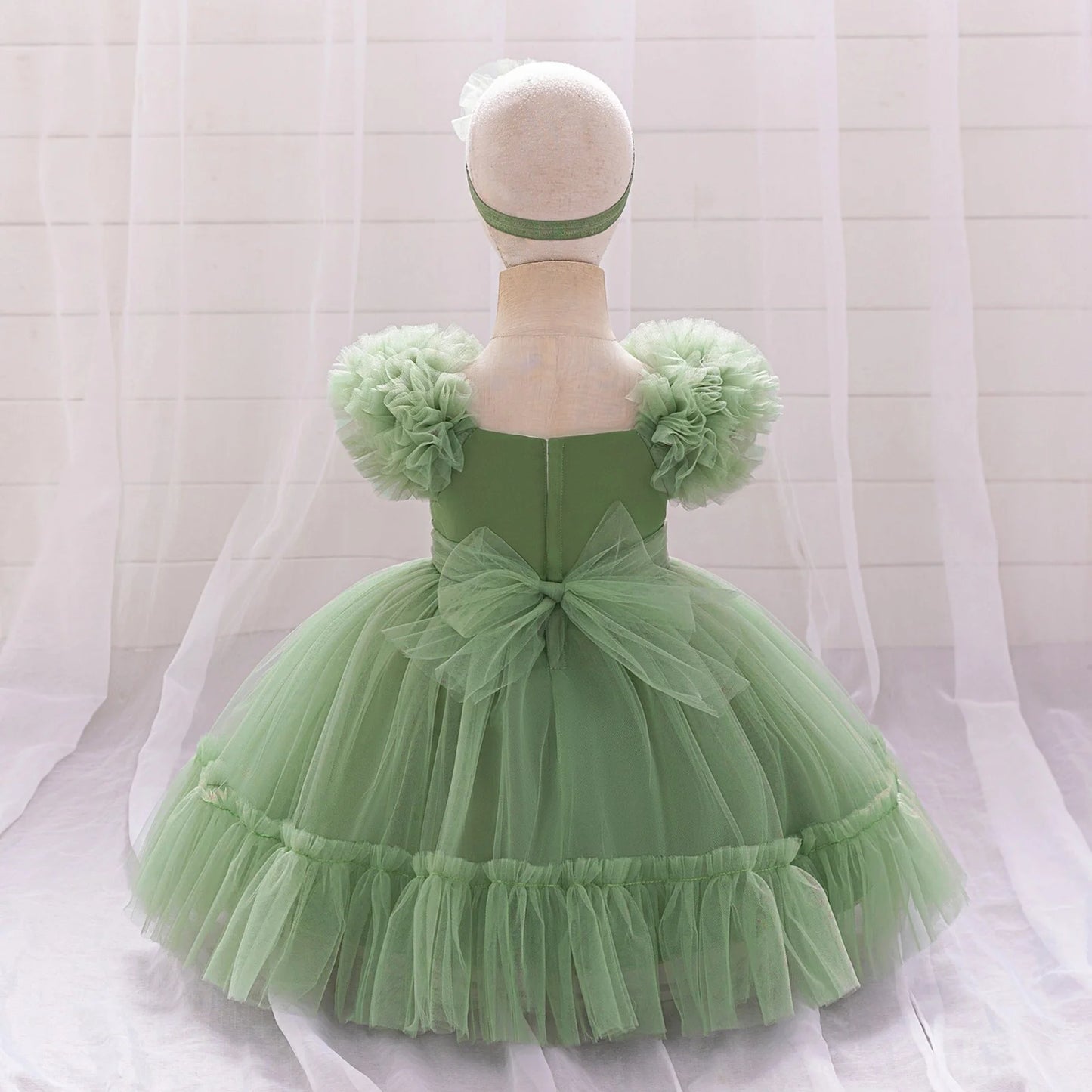 Toddler Party Baby Girls Dresses Baptism Bridesmaids Costume Infants 1st Birthday Bow Princess Dress Baby Wedding Christmas Gown