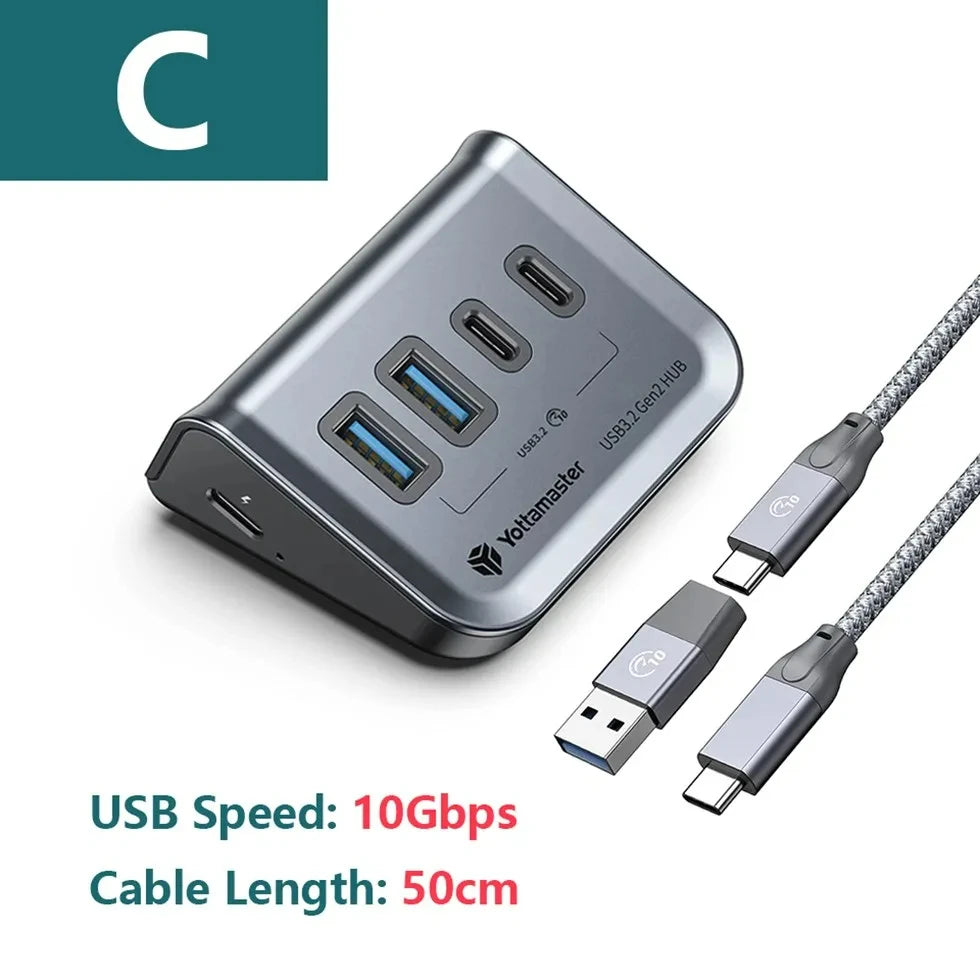 Yottamaster 4in1 Type-C USB-A Multi-fonction USB HUB to 10Gbps USB 3.1 Adapter USB Docking Station for WIndows MAC USB Splitter