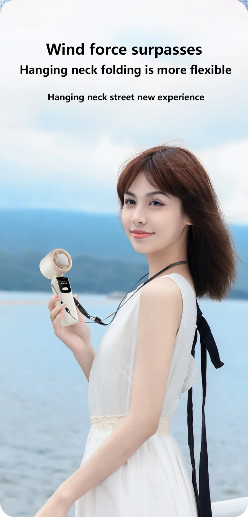 Xiaomi Refrigeration Handheld Electric Fan High-speed Violent Turbo Fan Folding Neck Hanging Ice Pack Small Fan Office Outdoor