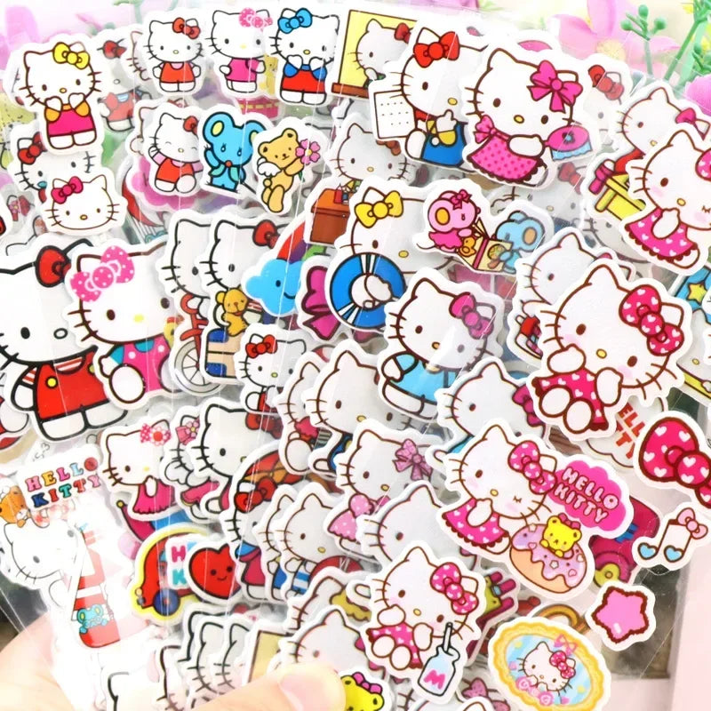 12PCS Kawaii Hello Kitty Bubble Stickers 3D Decoration Decals Cute Children Reward Puffy Sticker Stationery Supplies Kids Toy