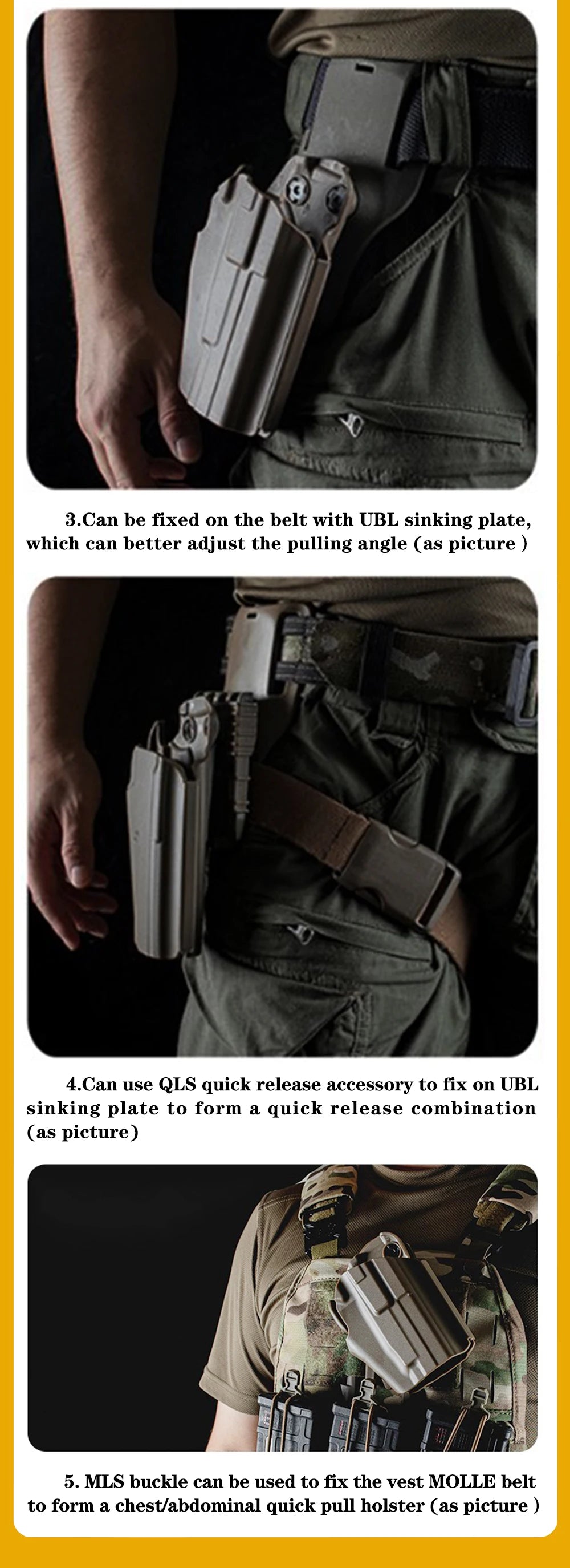 Tactical Universal Quick Pull Gun Holster for GLOCK 17/20/21/22/31/37.GRAND POWER 45/P1/P11/P40.H&K 45/VP40.S&W M&P 22/SW40F