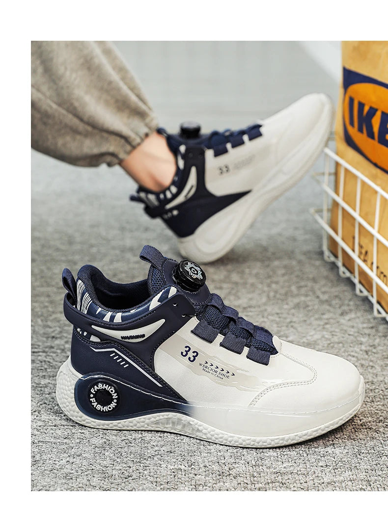 Mens Sneakers with Rotating Buckle Comfy Non Slip Lace up Durable Shoes for Mens Outdoor Activities - Belvar