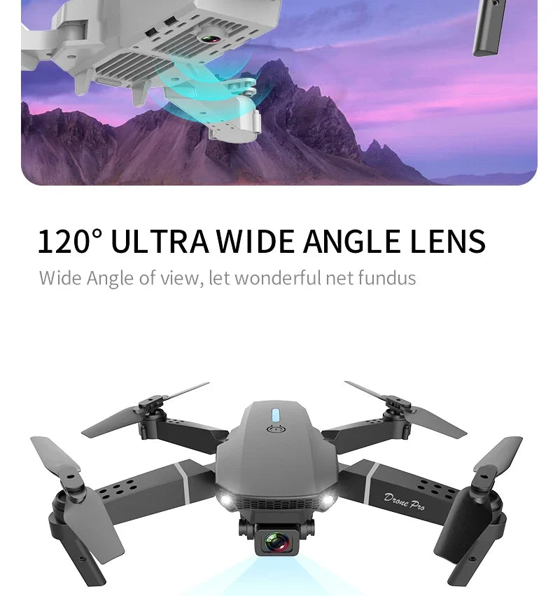 2024 E88 Pro WIFI FPV Drone, Wide Angle 4K/1080P HD Camera, Height Hold, Foldable RC Quadcopter Helicopter Toy Gift