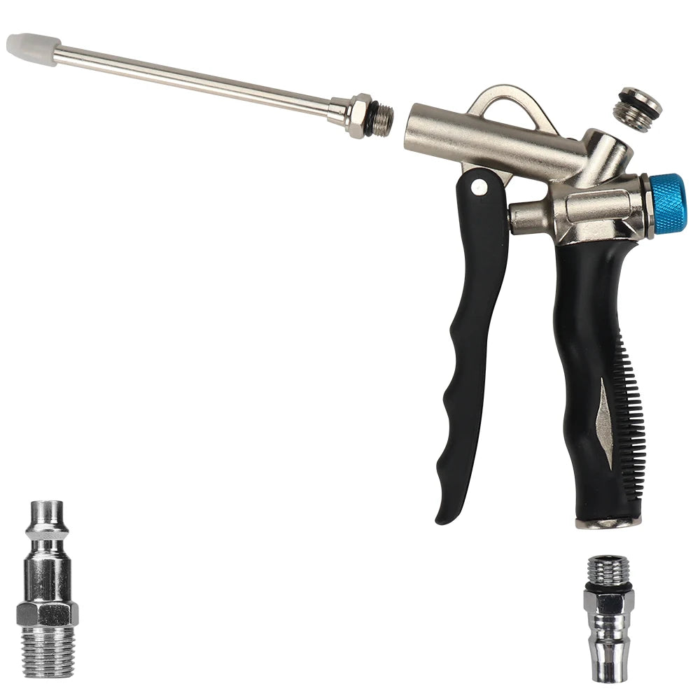 2-Way High Pressure Air Blow Gun Aluminum Air Dust Gun Angled Bent Nozzle Pistol Grip Pneumatic 150PSI