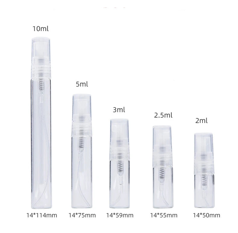 10/20/50PCS 3ml 5ml 10ml Perfume Refillable Spray Bottle Portable Glass Atomizer Container Small Sample With Dispenser Tool