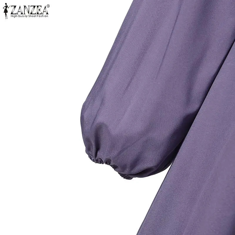 2025 ZANZEA Fashion Muslim Dress Women Tukey Abaya Robe Long Sleeve Maxi Sundress Vestido Dubai Kaftan Islamic Clothing Oversize
