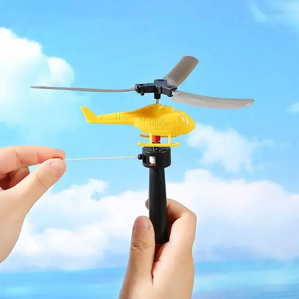 1/3/6 PCS Fun Outdoor Sports Flying Toys Handle Pull Wire Planes Toys Flying Toy Helicopter for Kids Rotating Helicopter Gift
