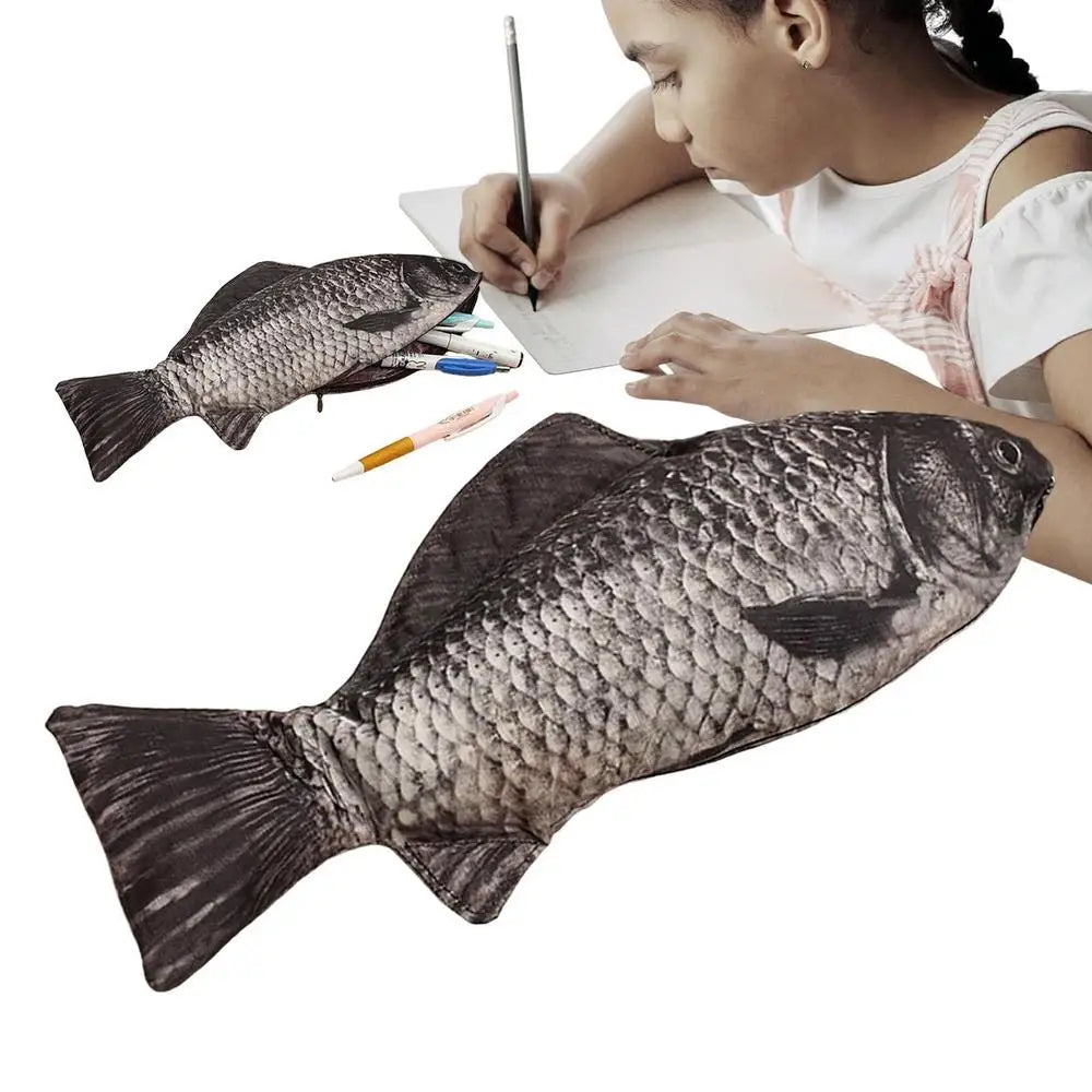 Realistic Carp Pen Bag Fish Shape Make-up Pouch Pen Pencil Case With Zipper Makeup Pouch GiftsToiletry Wash Funny Handbag