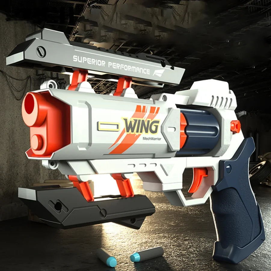 SOFT Foam Dart Revolver Blaster ,Safe Soft Foam Bullets, Lightweight & Easy to Use, Outdoor Indoor Toy for Kids Ages 6+