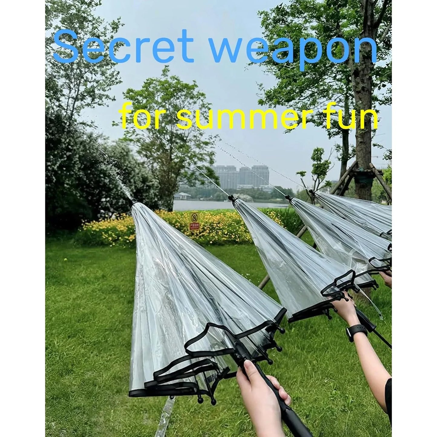 Water Gun Umbrella: Transparent Squirt Gun Shoots 27ft, Dual-Use for Rain and Play, Perfect for Pool Parties