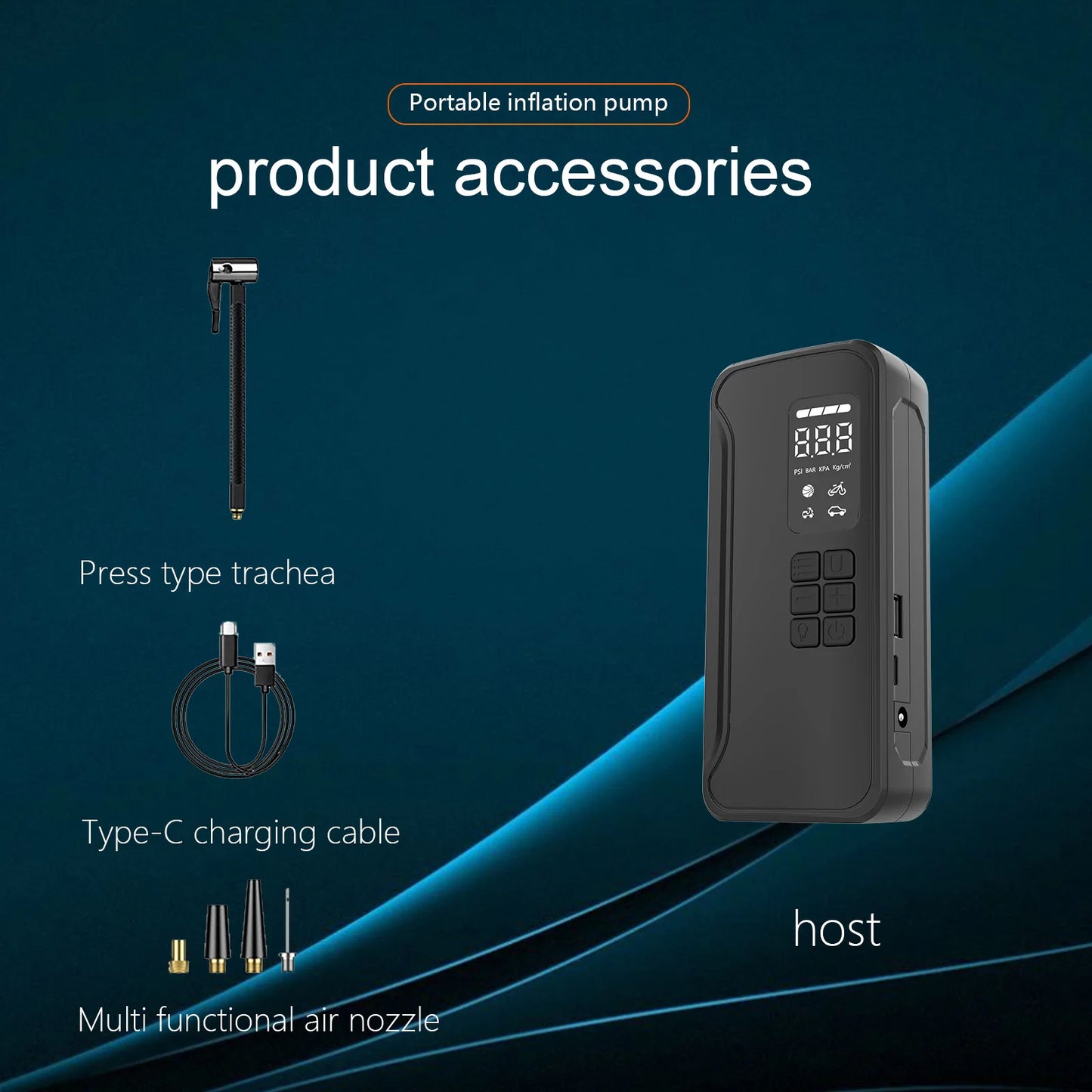 Wireless Air Pump 150psi Touch Screen Portable Electric Tire Inflator For Car Bicycle Motorcycle Mini Air Compressor Injector