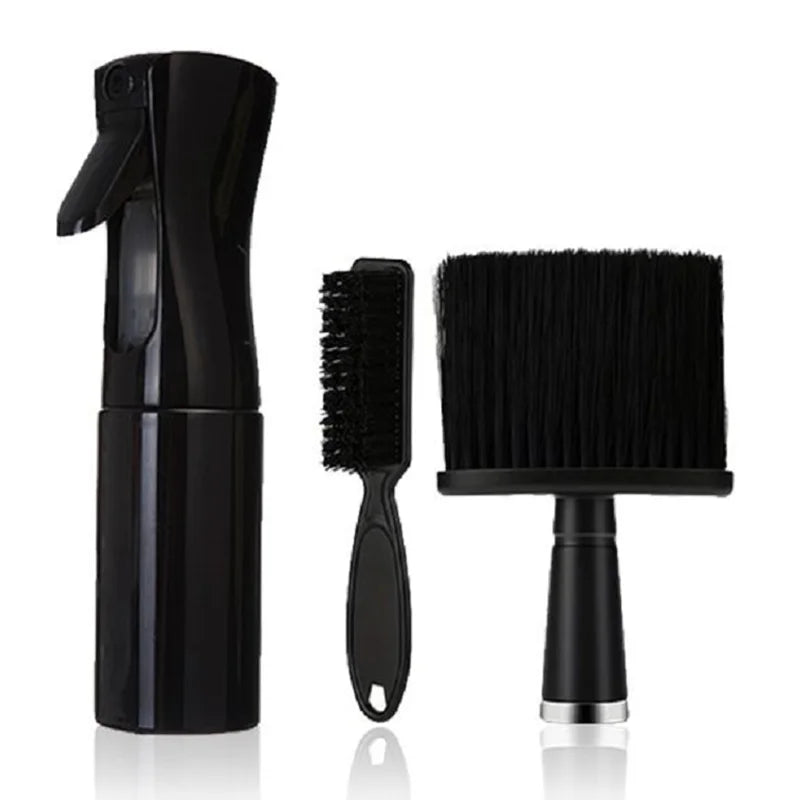 3PCS Professional Barber Neck Duster Set Haircut Beard Shaving Brush Spray Bottle Hairdresser Cleaning Brush Salon Styling Tools