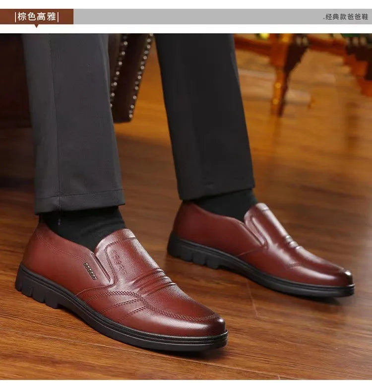 Men's leather shoes new black Soft bottom anti slip and breath shoes men's Business dress casual Zapatos luxury light flat - Belvar