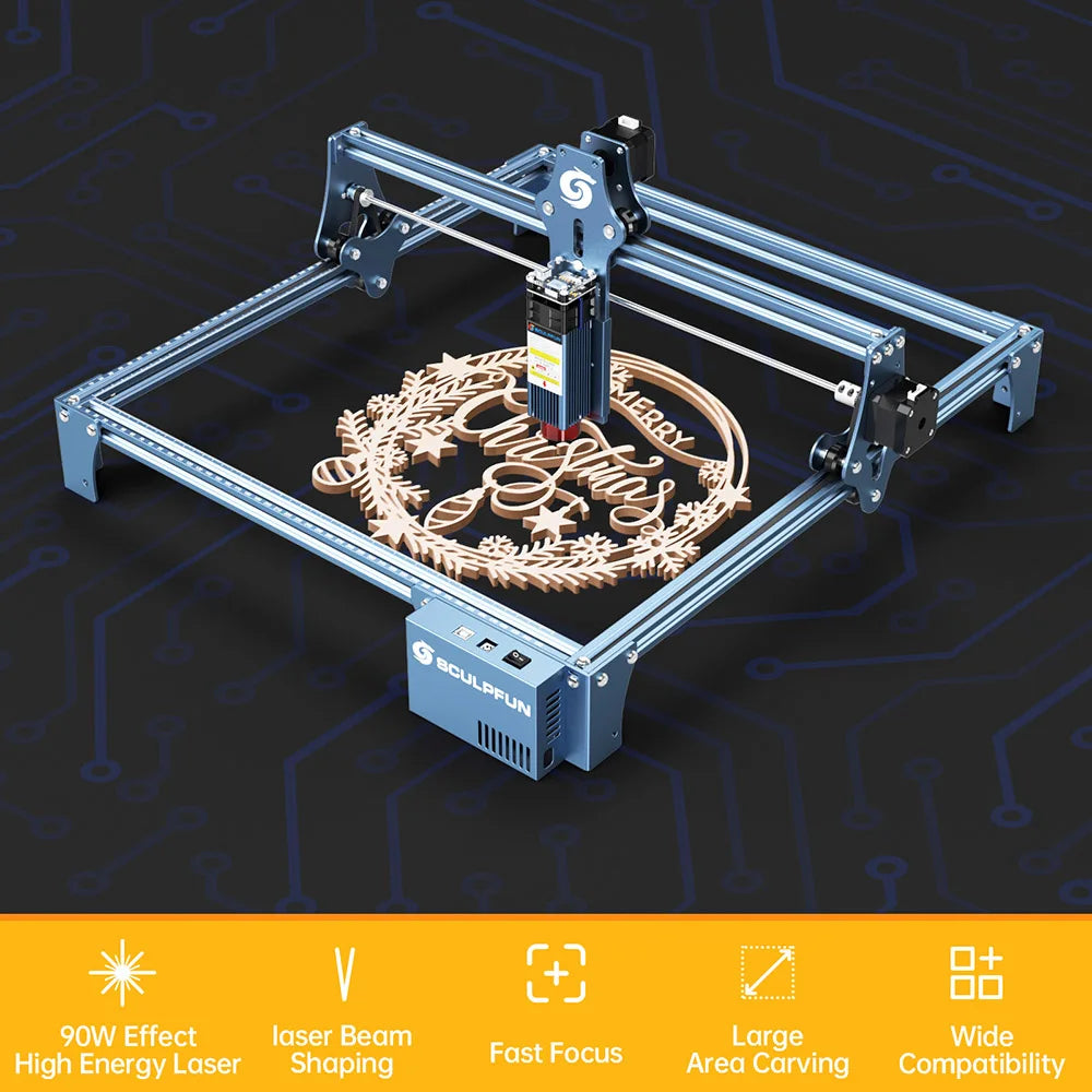 SCULPFUN S9 5.5W Laser Engraver, 0.06mm Ultra-Fine Compressed Spot, Diode Laser, 0.08mm High Precision, Engraving Area 410*420mm