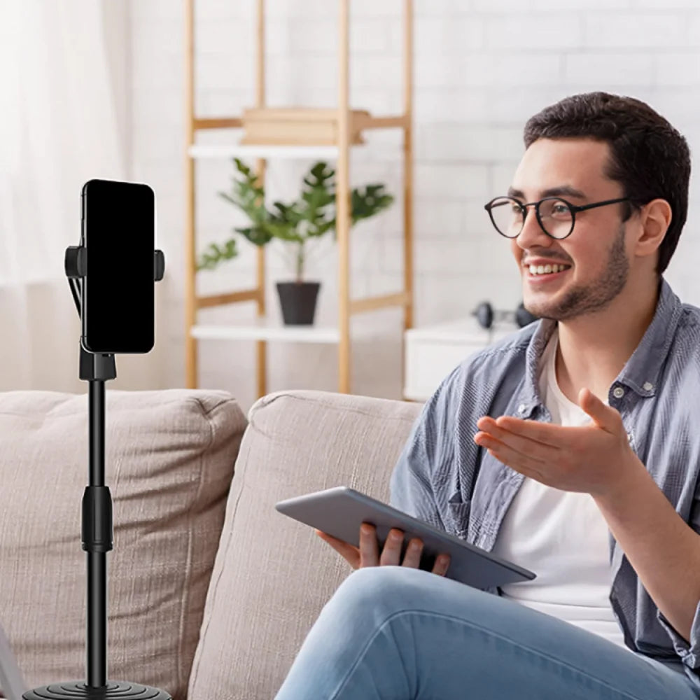 Suporte Tripé Para Mesa Celular Mini Pedestal Ajustável 360°