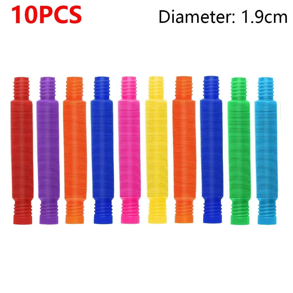 10-30PCS Colorful Telescopic Tubes Fidget Toys Plastic Sensory Pop Tubes Stress Relief Toys Adults Decompression Kids Toys Gifts