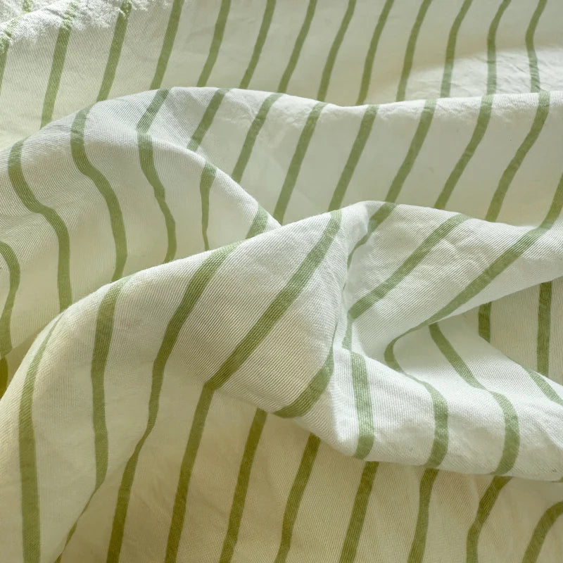 Washed Cotton Duvet Cover Set Quilt Set Ins Nordic Minimalist Style Grey Strip Bed Set Home Textile Bedding Set Bed Sheets 2025