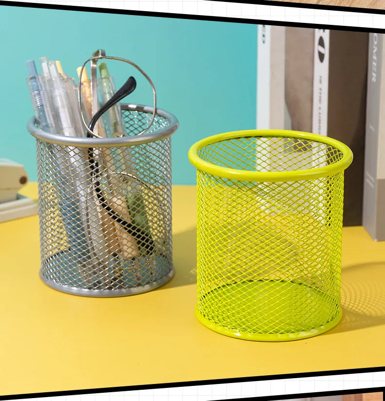 1Pcs New Pencil Holder Office Desk Metal Mesh Square Pen Pot Cup Case Container Organiser Durable Pencil Case