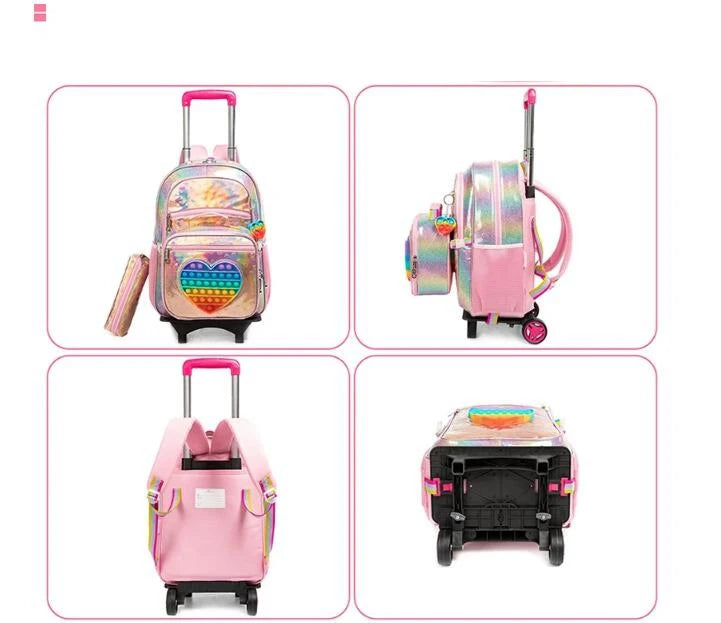 School Wheeled backpack Bag School bag with wheels Trolley Satchel bag Kids School Rolling backpack for girls School Trolley Bag