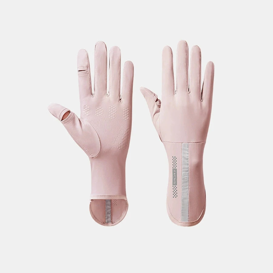 Summer sun protection gloves, anti slip, breathable, UV resistant, touch screen, cool feeling, cycling, outdoor sports, ice silk