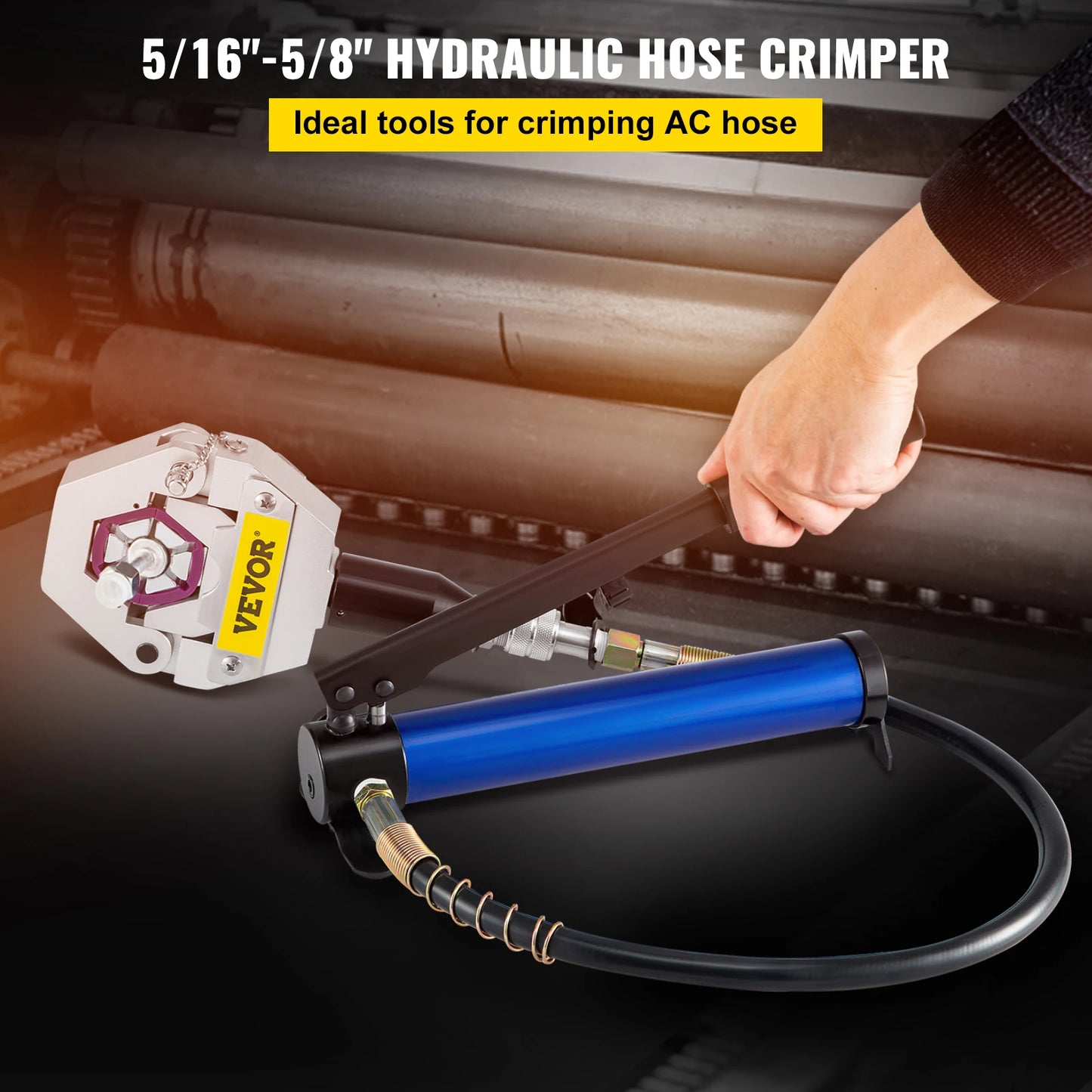 SucceBuy Hydraulic Hose Crimper 71500 Separable Hydra-Krimp with Aluminum Pump Handheld Air Condtioning Repair Crimping Tool Set