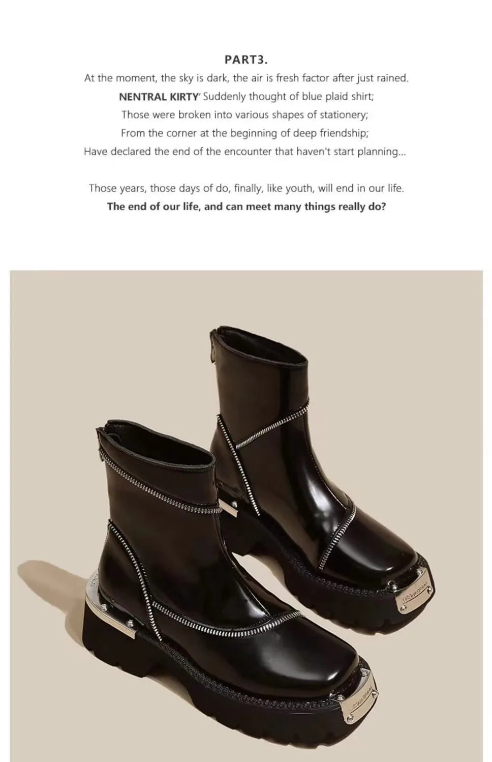 High Quality Black Shoes for Women Platform Boots Street Round Toe Ladies Shoes Non-slip Thick-soled Goth Boots Zapatos De Mujer - Belvar