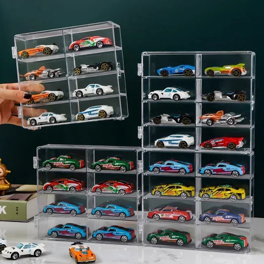 Acrylic Car Display Box 1:64 For Hot Wheels Car Model Toy 8 Grid Cabinet Rack Dustproof Stackable Car Storage Boxes Transparent - Belvar