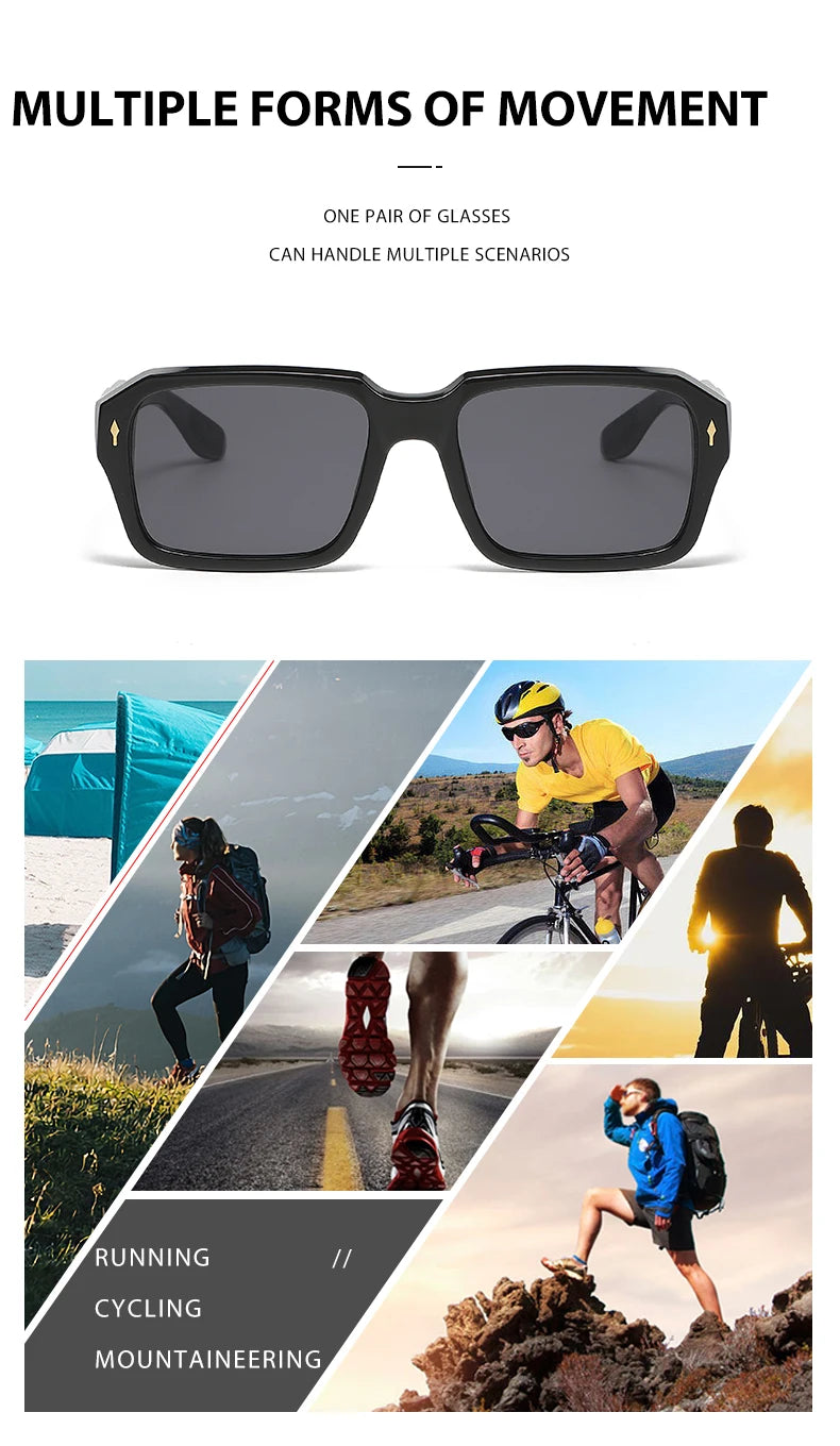 2024 New Square Sunglasses Personalized Sunscreen Ink High Quality Men's Retro Black Classic Rivet Fashion Glasses