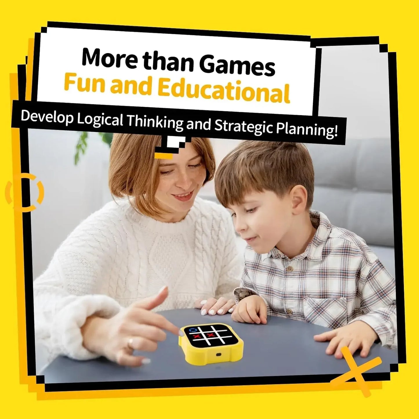 Portable Tic Tac Toe Game Console - Handheld Electronic Puzzle for All Ages, Travel Toys with Memory Training & Montessori Gifts