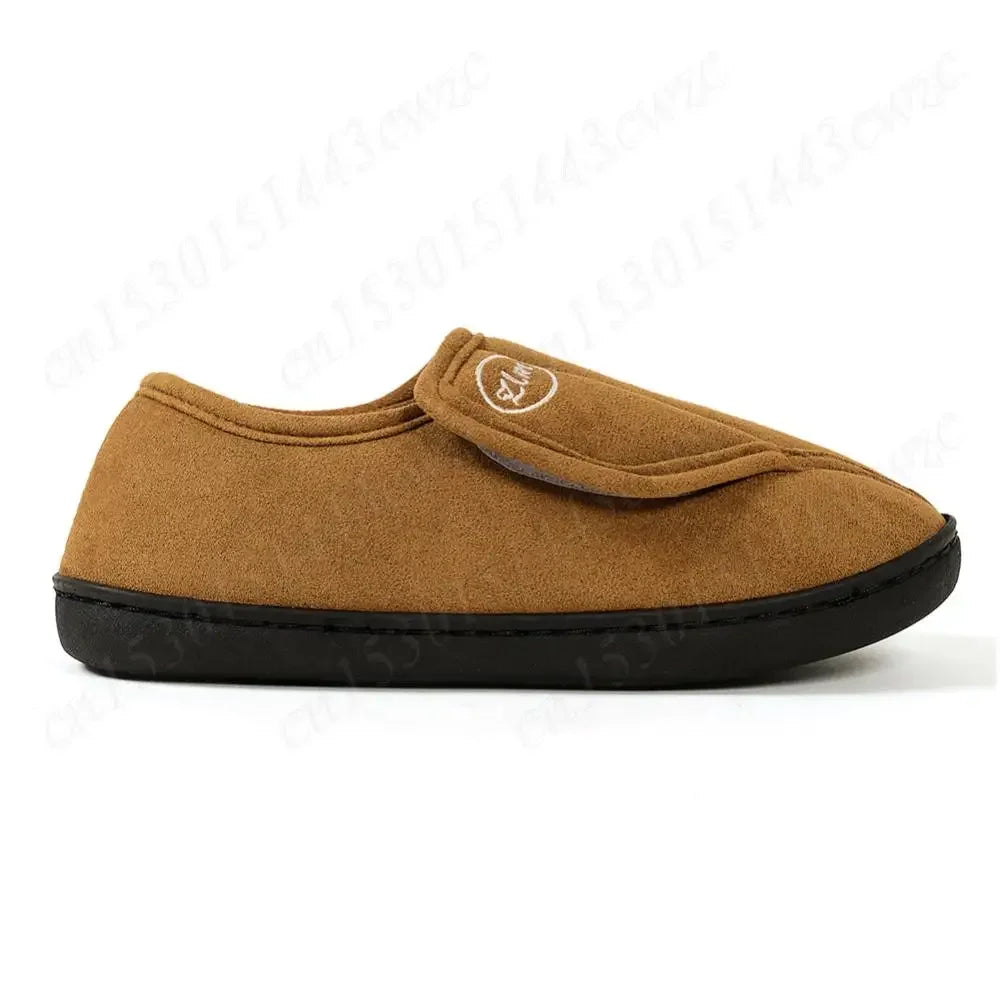 House Shoes for Men Suede Leather Slippers Non-Slip Slip-on Shoes Comfy Warm Plush Indoor/Outdoor for Diabetic Swollen Feet - Belvar