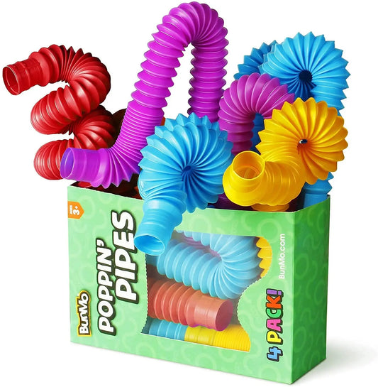 4 Pack Mini Pop Tube Sensory Fidget Toy Colorful Heavy-Duty  for Construction Building Educational Toys for Stress Autism ADHD