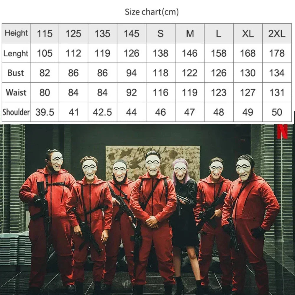 2025halloween Anime Salvador Dali Cosplay Kostuum Halloween Rode Jumpsuit Carnaval Party Cos Kostuum Kostuum Pak Voor Kind