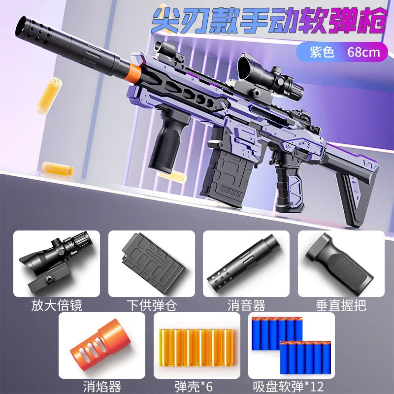 Soft Bullet Shell Throwing Toy Guns Manual Loading Airsoft Weapons Military Model for Adults Boys Shooting Games Guns Toys Rifle