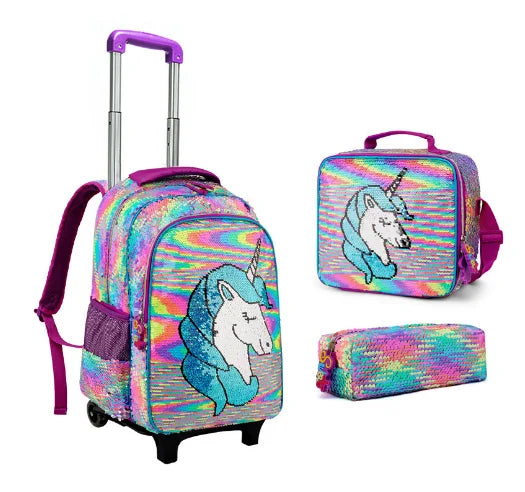 School Wheeled backpack Bag School bag with wheels Trolley Satchel bag Kids School Rolling backpack for girls School Trolley Bag