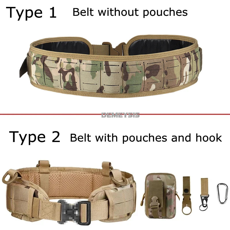 Tactical Padded Belt Airsoft CS Combat Molle Airsoft Belts Duty Paintball Waist Belt War Game Hunting Accessories