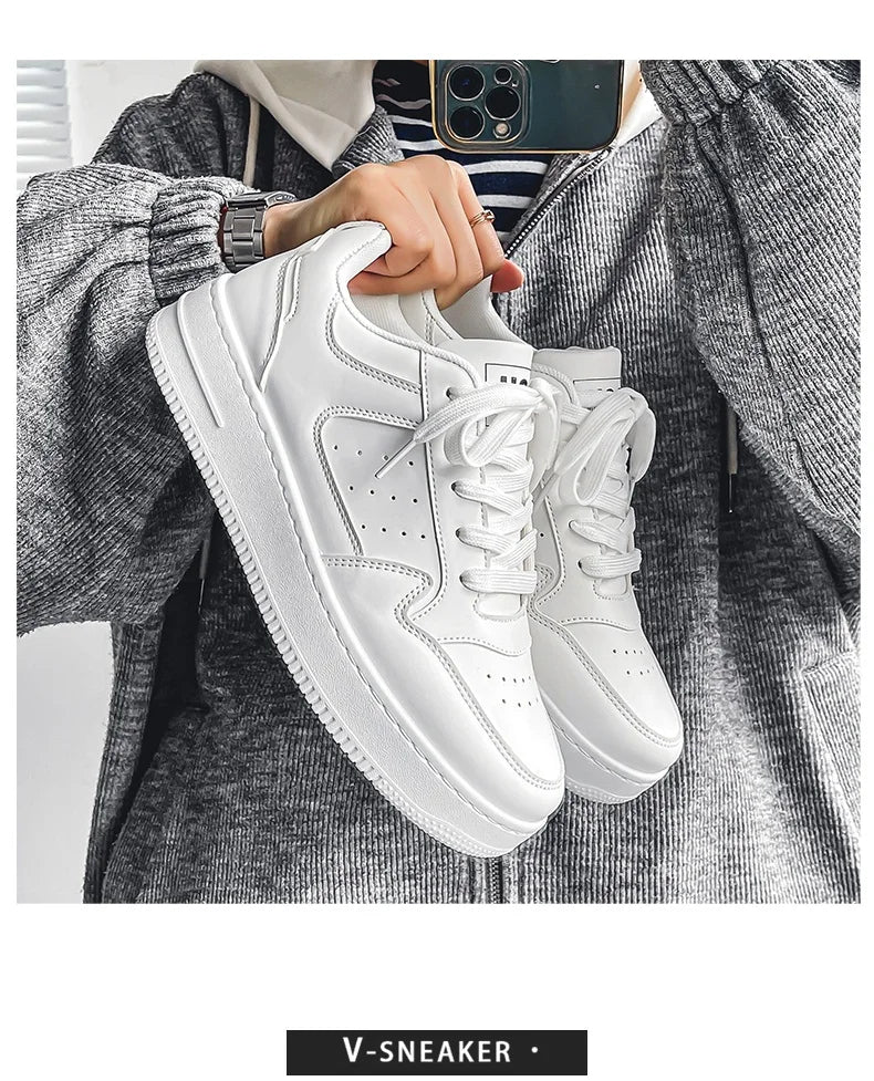 Men's Shoes Comfortable Classic Sports White Fashion Trend Simple and Versatile Casual Outdoor Breathable Walking Flat Shoes - Belvar