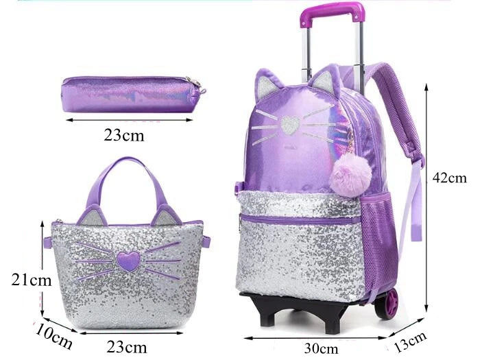 School Wheeled backpack Bag School bag with wheels Trolley Satchel bag Kids School Rolling backpack for girls School Trolley Bag