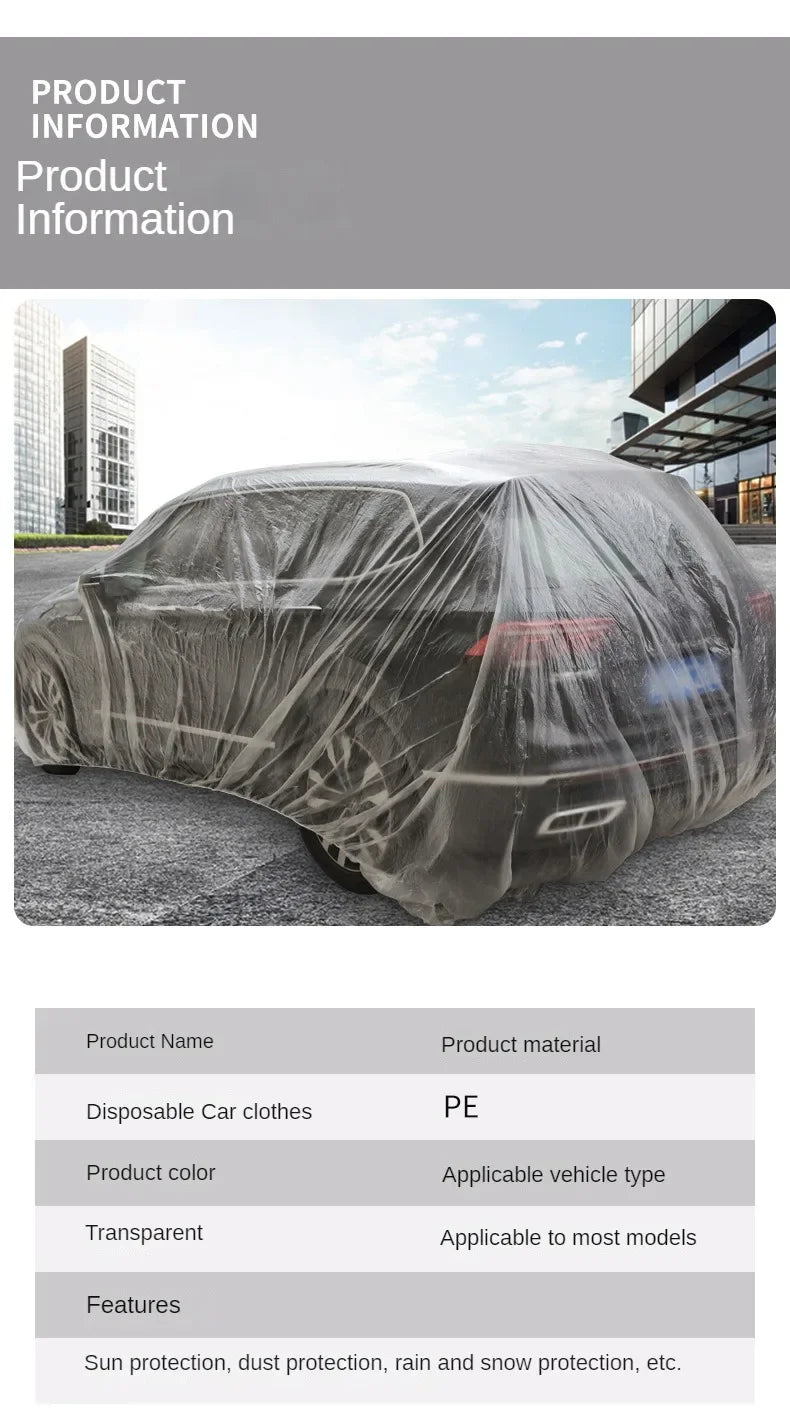 1-10PCS Disposable Car Cover Transparent Car Cover Car Coat and Car Cover PE Film Rain Cover Disposable Car Cover Car Dust Cover
