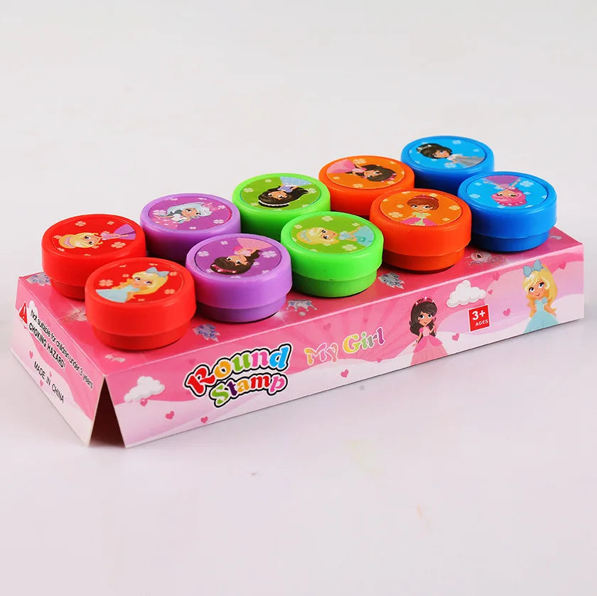 10pcs Assorted Stamps for Kids Self-ink Stamps Children Toy Stamps Smiley Face Seal Scrapbooking DIY Painting Photo Album Decor