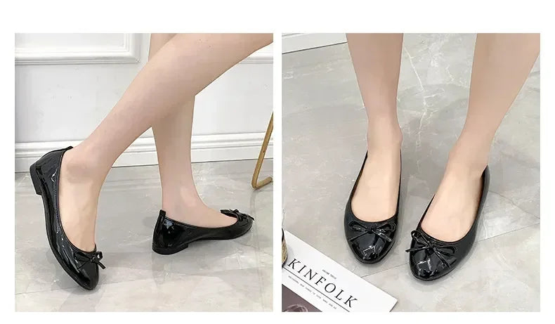 Ballet Flats Shoes Women Classics Casual Loafers Red Patent Leather Lady Fashion Design Bowknot Shoes for Woman's Spring/Autumn - Belvar