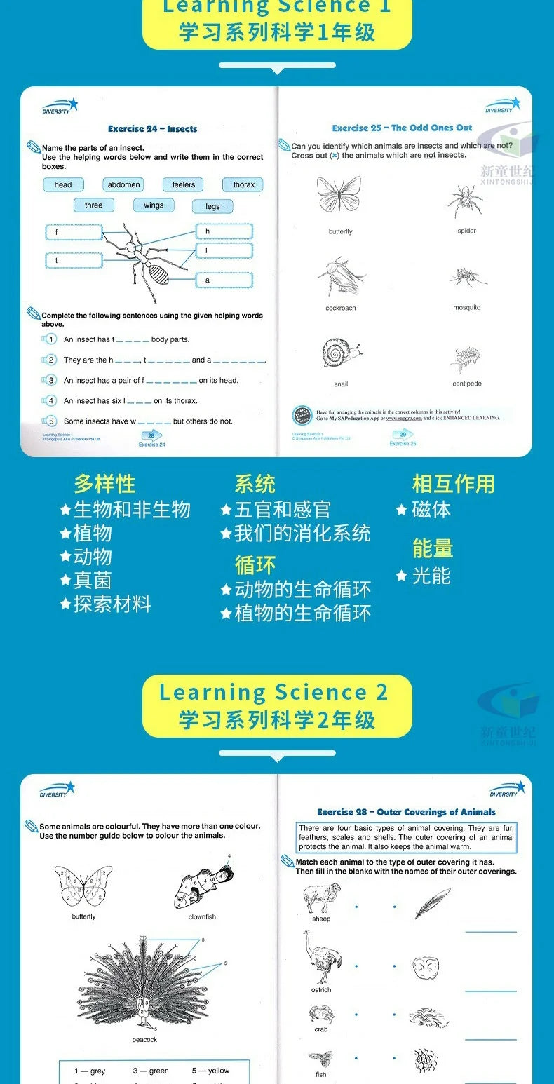Singapore Science Primary School Grades 1-6 SAP Learning + Conquer Science Science Subject Workbook Knowledge Series