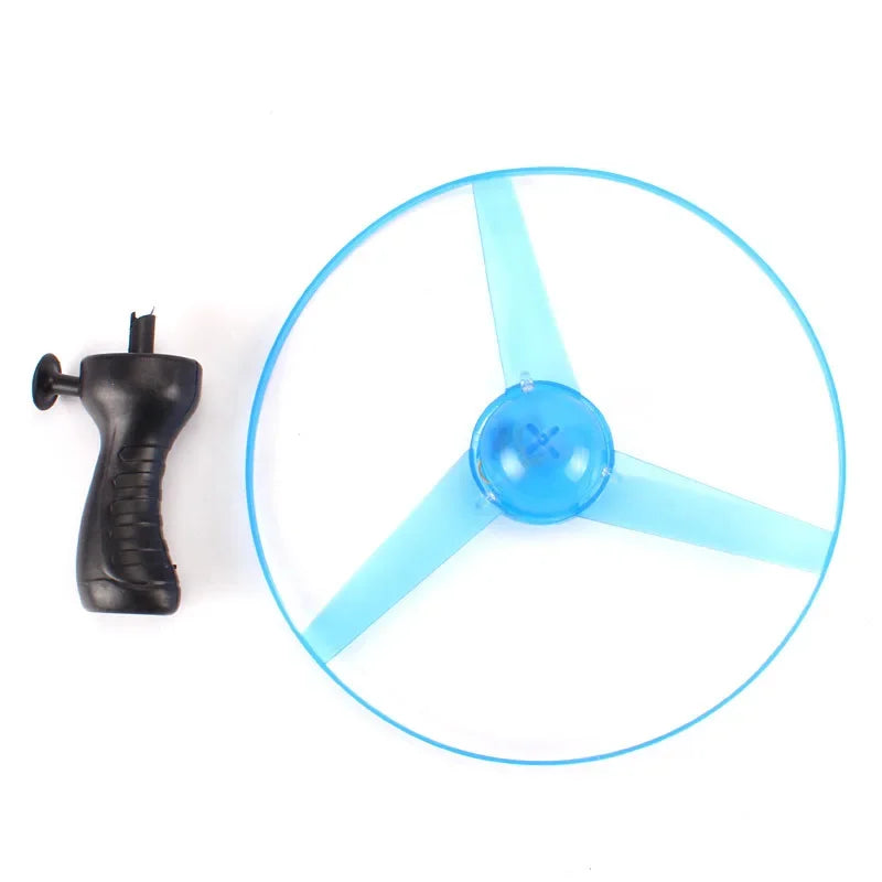 1pc Pull Wire Glow UFO Funny Spinning Flyer Luminous LED Light Handle Top Classic Toys for Kids Outdoor Sport Parent-child Game