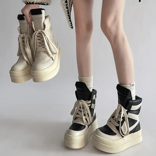 Shoes for Women Women's Ankle Boots Trendy Retro High-top Women's Shoes Fashion Casual Chunky Platform Luxury Designer Sneakers - Belvar