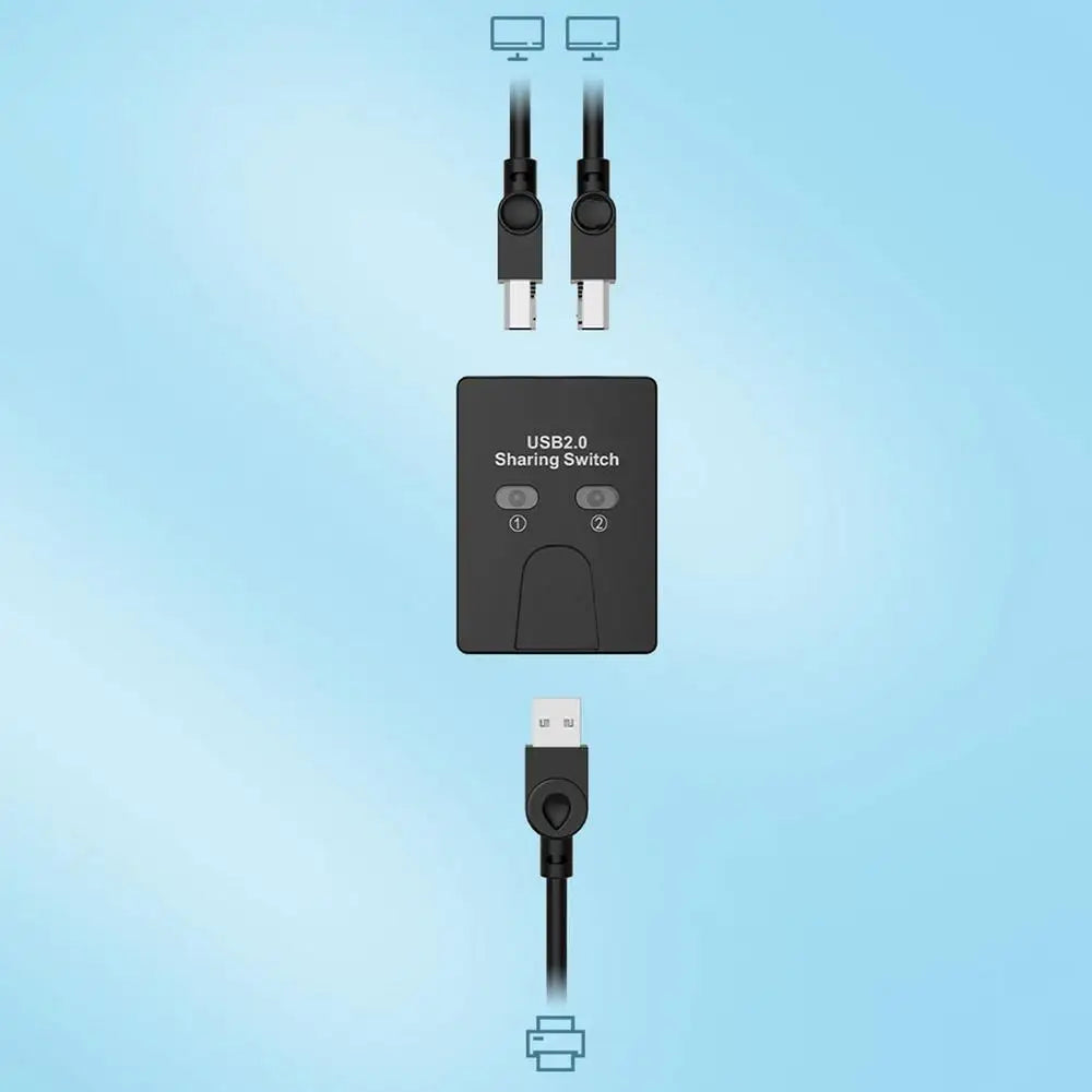 2 Port USB Switch Manual USB HUB Two Computers Share U Disk Printer Devices Two In One Out USB 2.0 Sharer With Cable