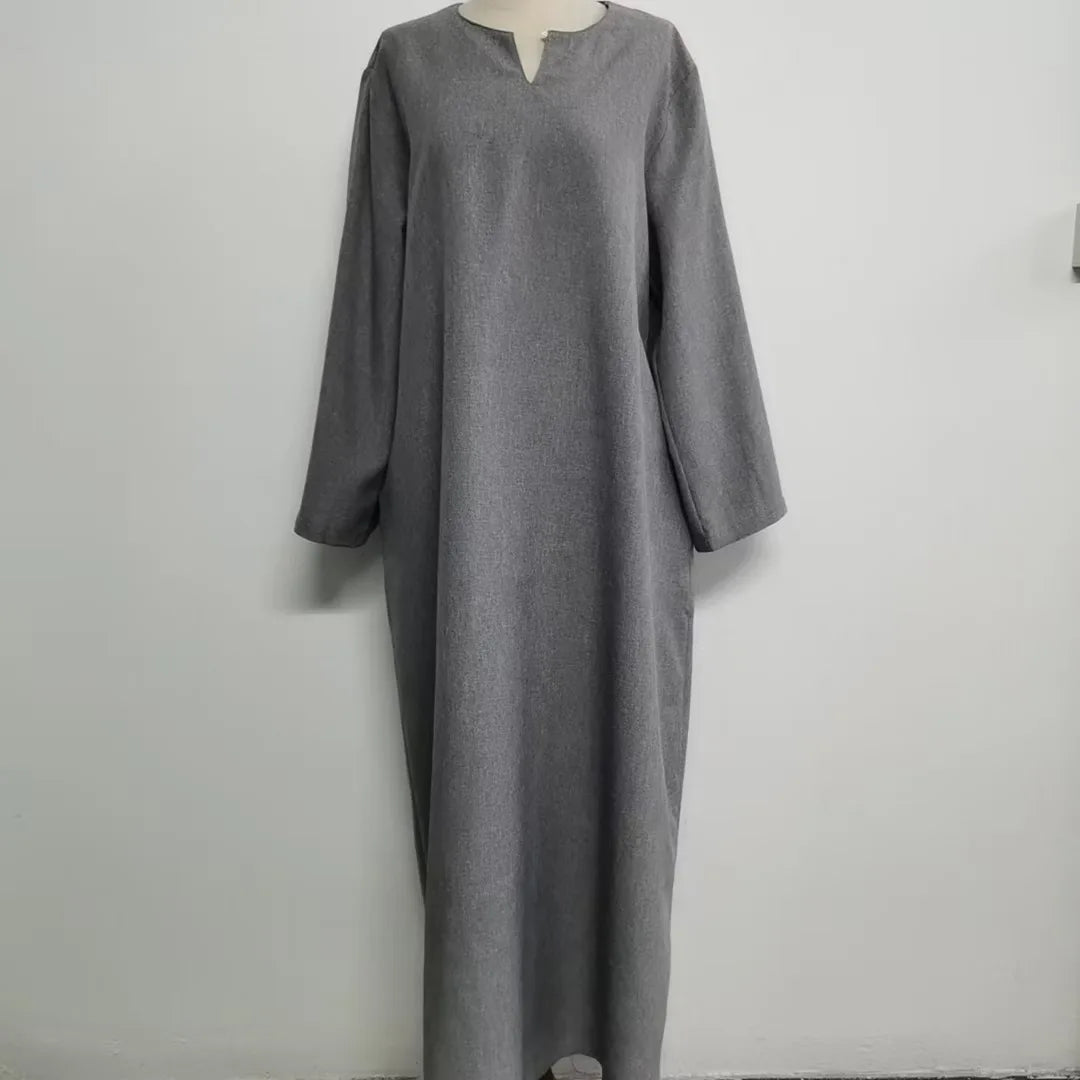 2025 Ramadan Eid Djellaba Plain Modest Muslim Dress Dubai Abaya Turkey Kaftan Kebaya Arabic Robe Women Islam Jalabiya Vestidos