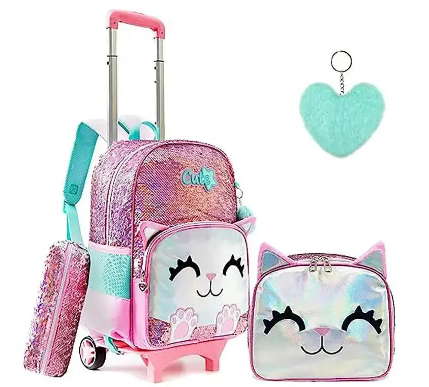 School Wheeled backpack Bag School bag with wheels Trolley Satchel bag Kids School Rolling backpack for girls School Trolley Bag