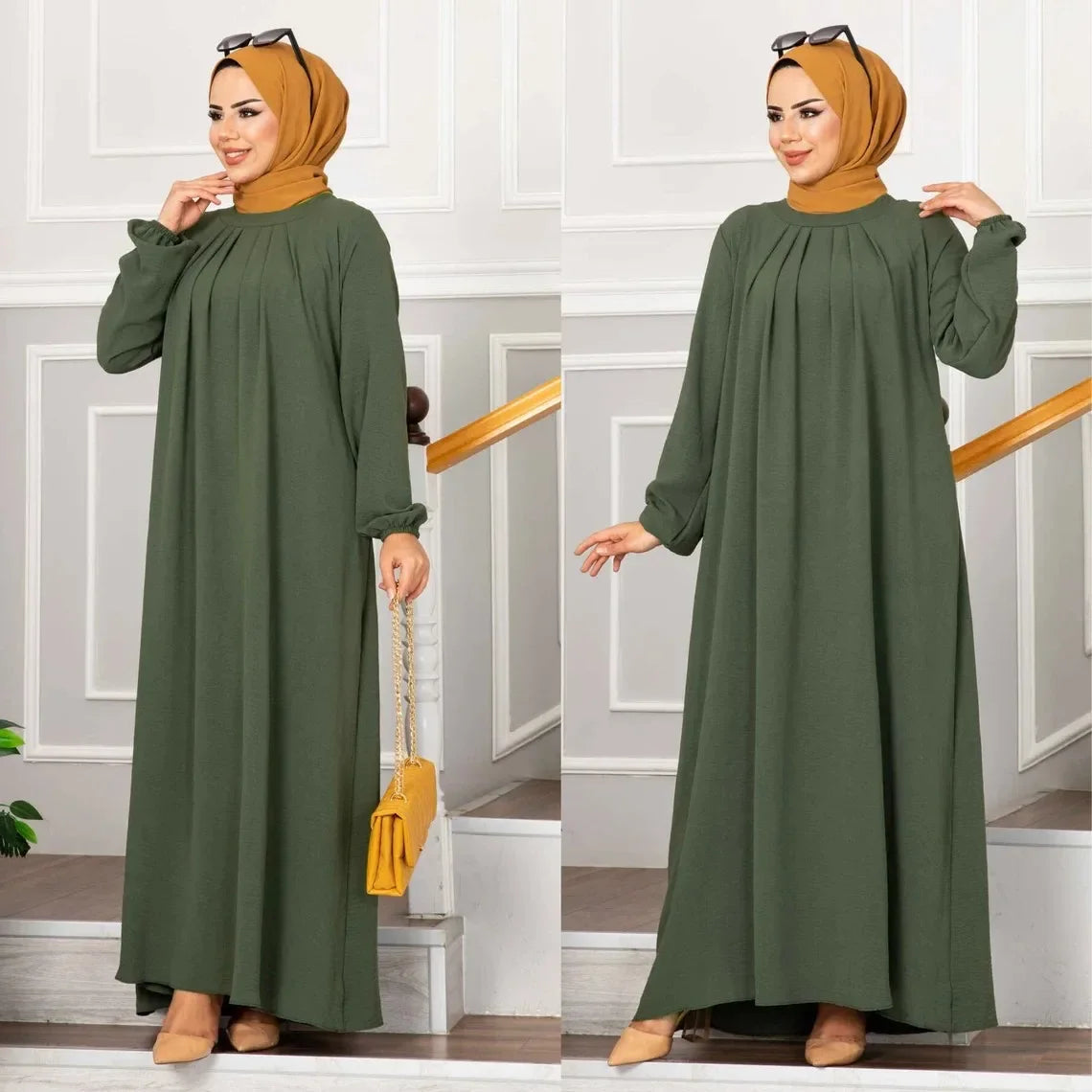 Turkish Muslim Dress Modest Pleated Dresses Abayas for Women Ball Evening Robe Femme Musulmane Dubai Abaya Kaftan Islam Clothing